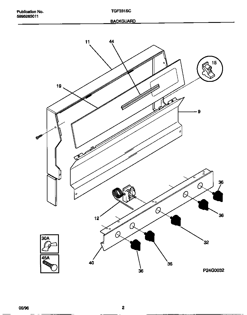 Tappan TGF331SCDC backguard diagram