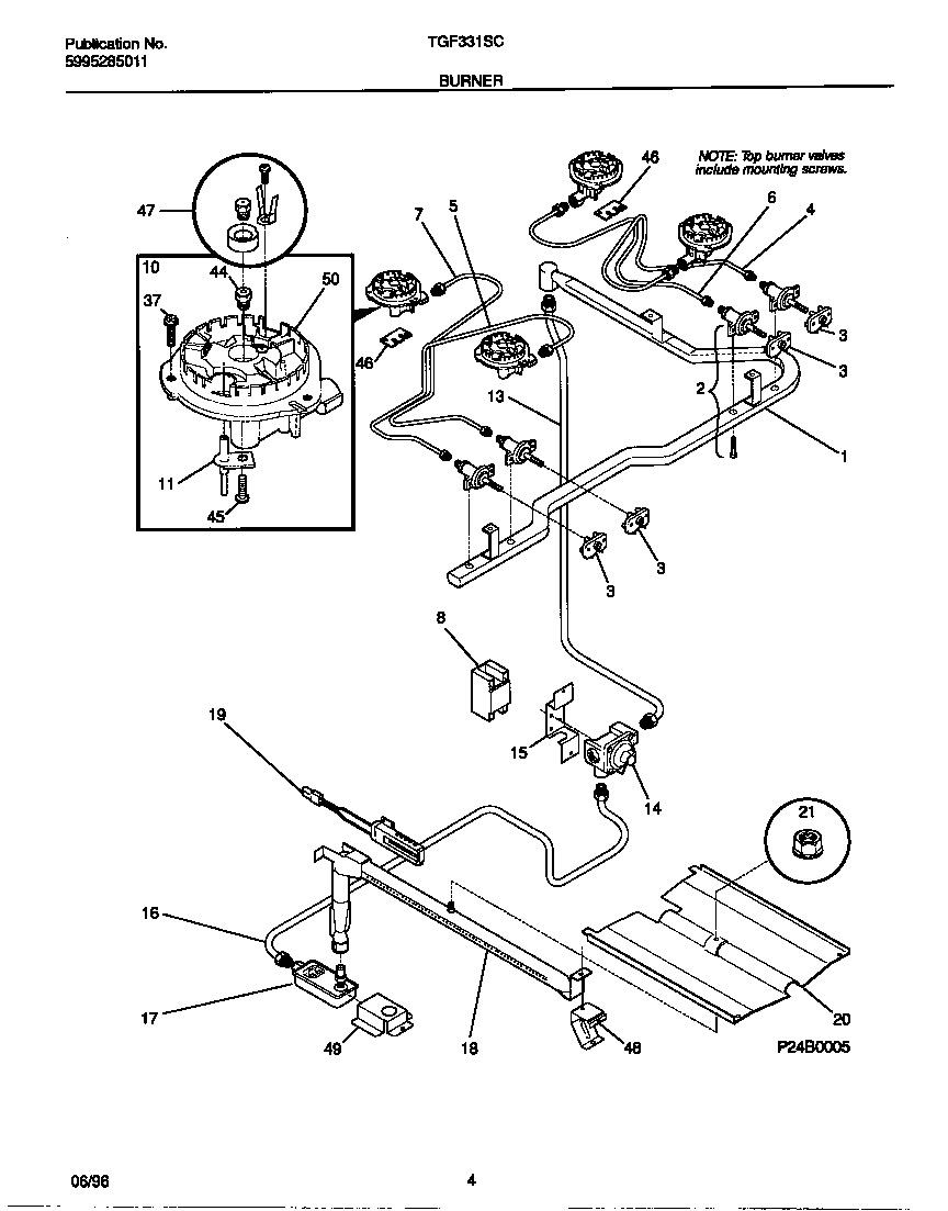 Tappan TGF331SCDC burner diagram