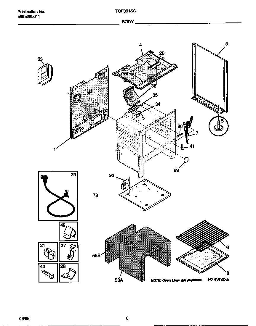 Tappan TGF331SCDC body diagram