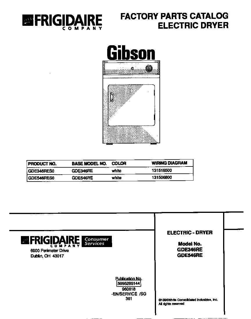 Gibson GDE546RES0 cover diagram
