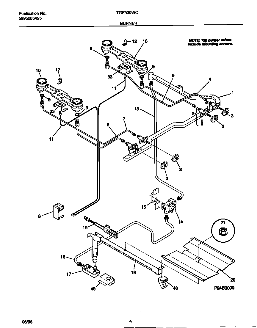 Tappan TGF330WCWC burner diagram