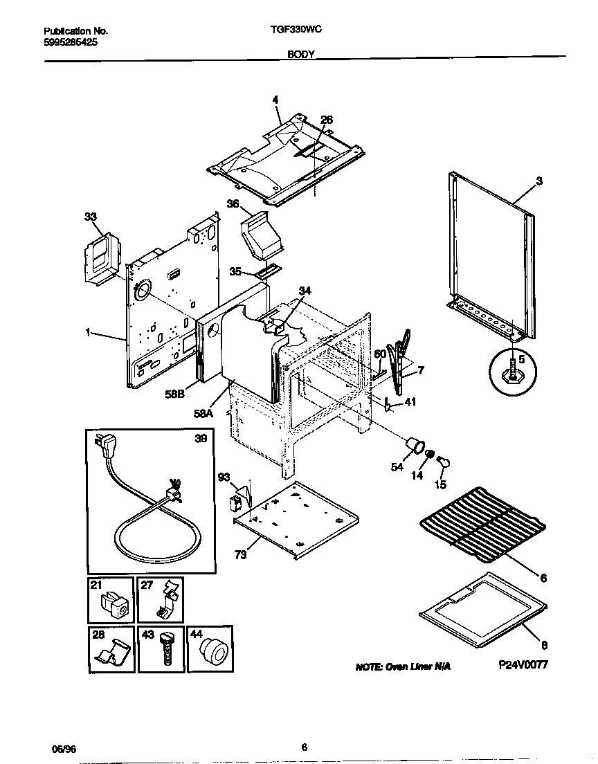 Tappan TGF330WCWC body diagram