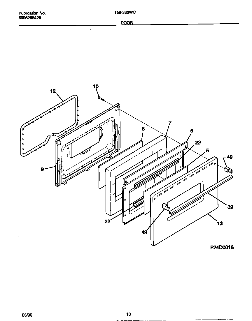 Tappan TGF330WCWC door diagram
