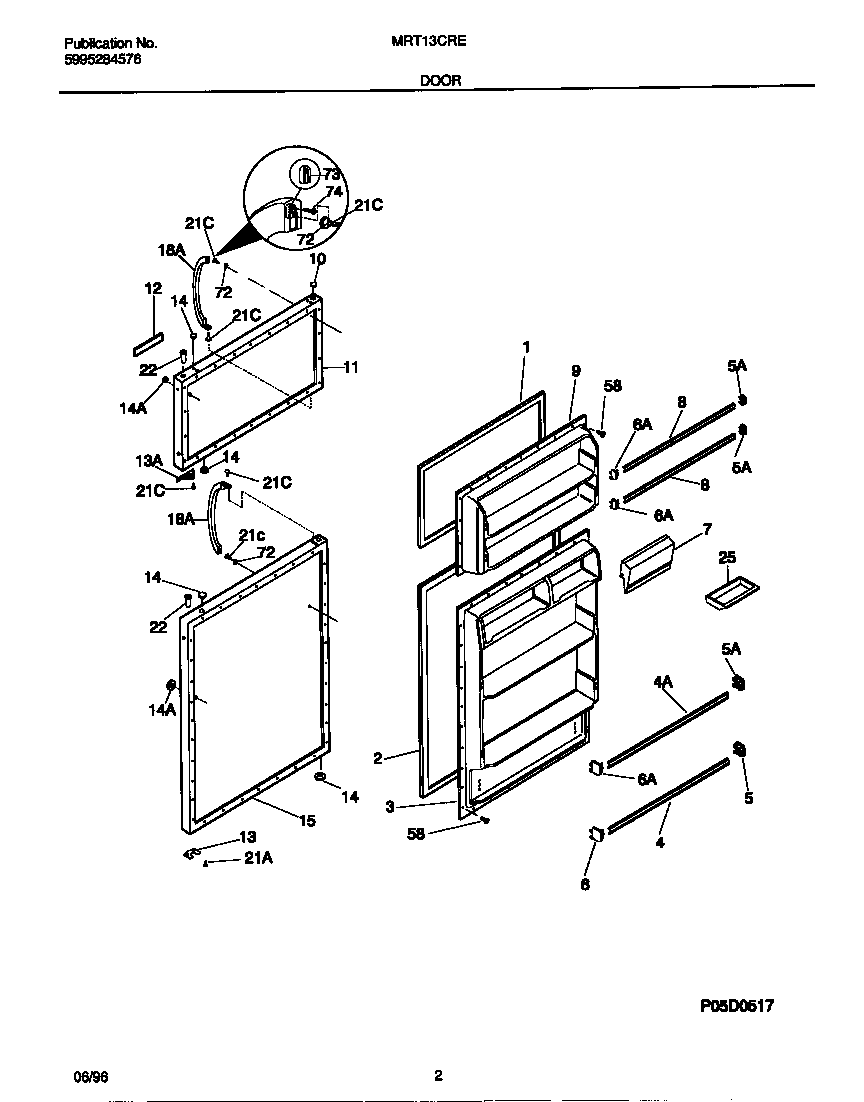 Universal/Multiflex (Frigidaire) MRT13CREW0 door diagram