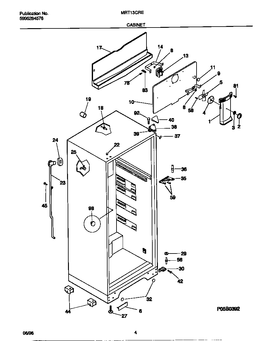 Universal/Multiflex (Frigidaire) MRT13CREW0 cabinet diagram