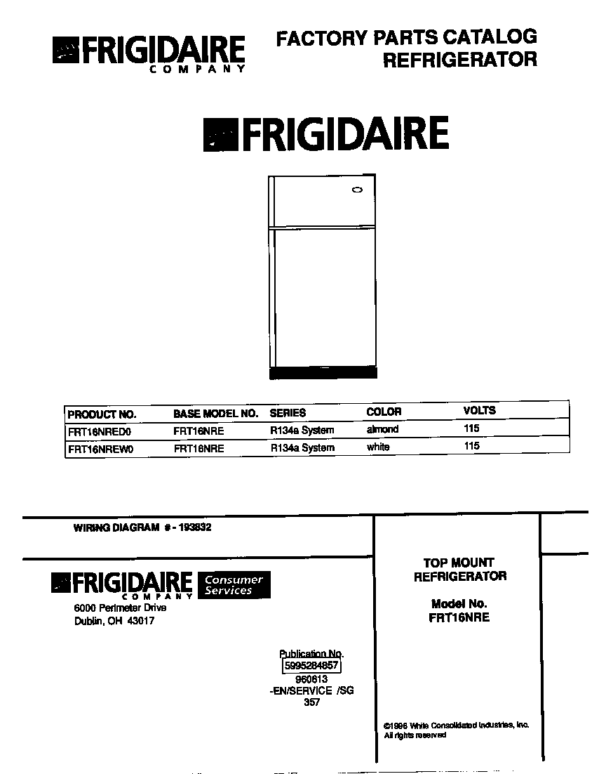 Frigidaire FRT16NRED0 cover diagram
