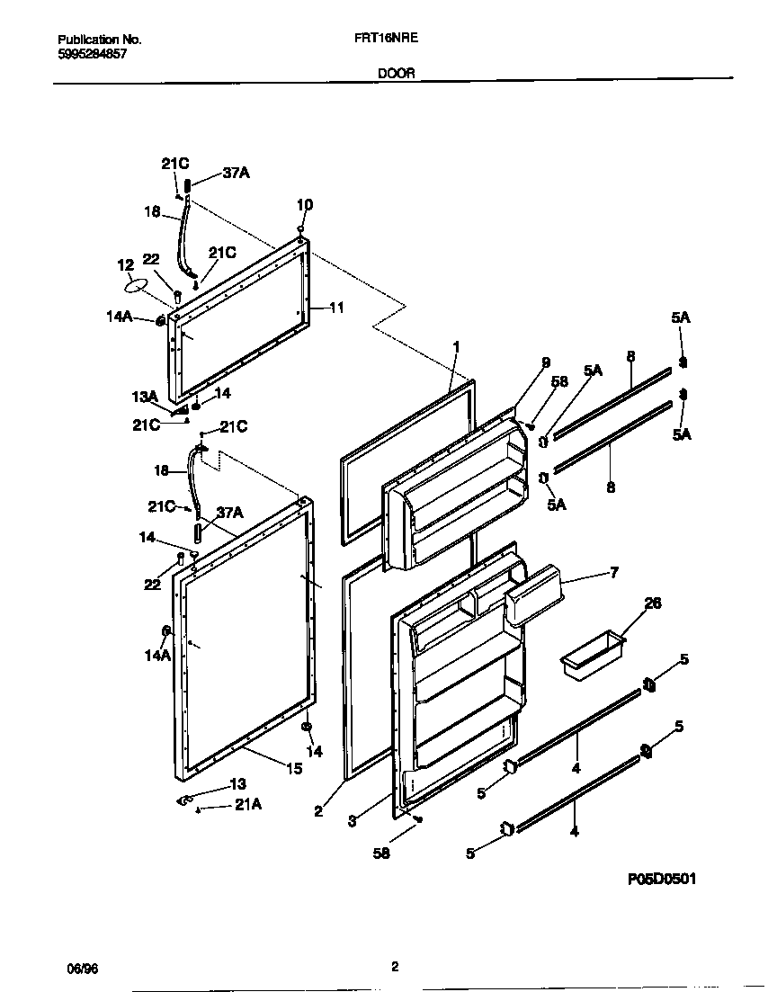 Frigidaire FRT16NRED0 door diagram