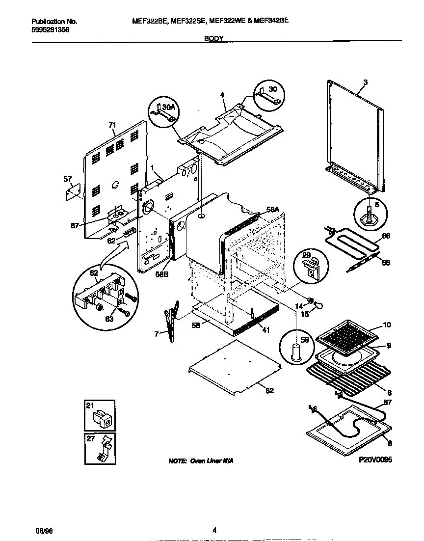 Universal/Multiflex (Frigidaire) MEF322SEDA body diagram