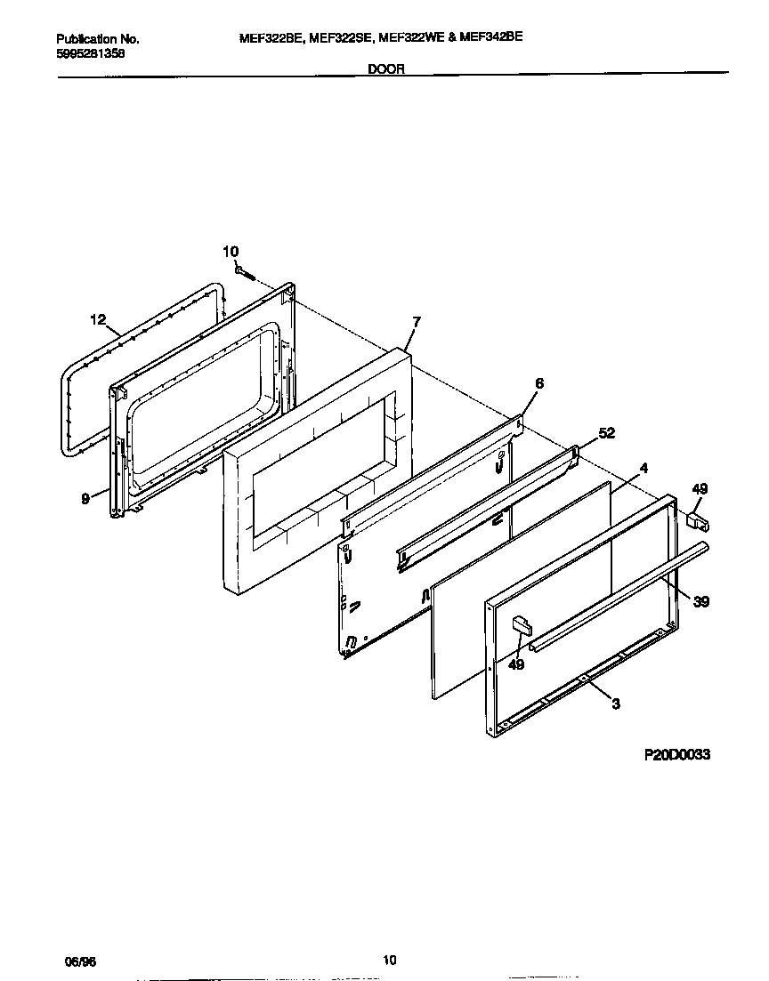 Universal/Multiflex (Frigidaire) MEF322SEDA door style 2 diagram