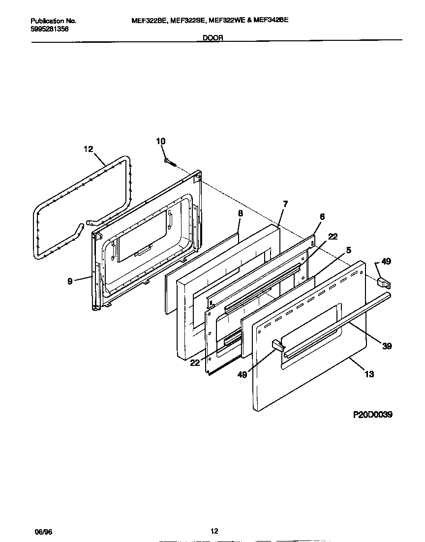 Universal/Multiflex (Frigidaire) MEF322SEDA door style 3 diagram