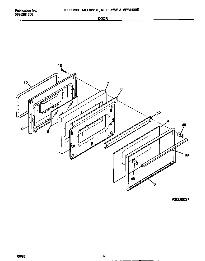 Universal/Multiflex (Frigidaire) MEF342BEWA door diagram