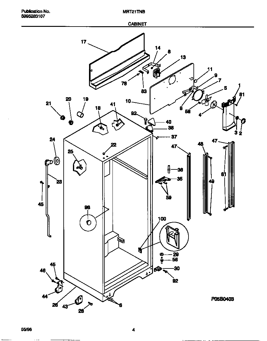 Universal/Multiflex (Frigidaire) MRT21TNBW4 cabinet diagram