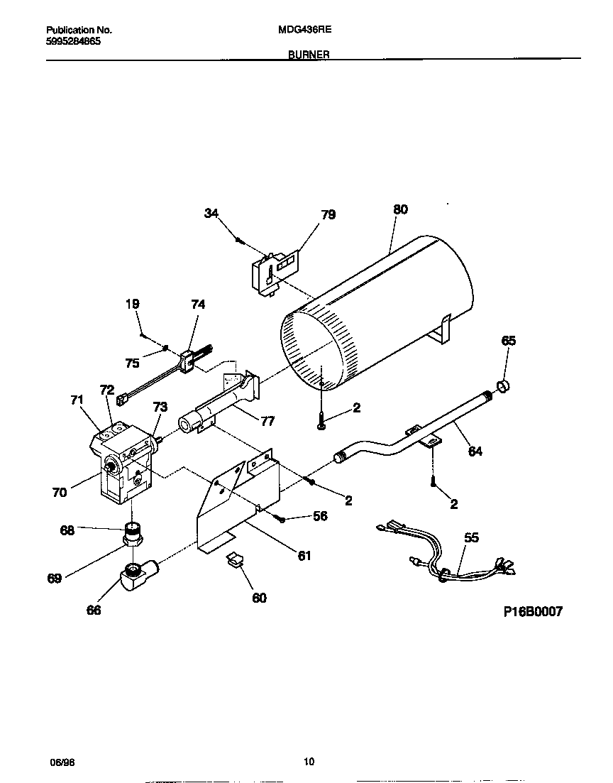Universal/Multiflex (Frigidaire) MDG436REW0 burner diagram