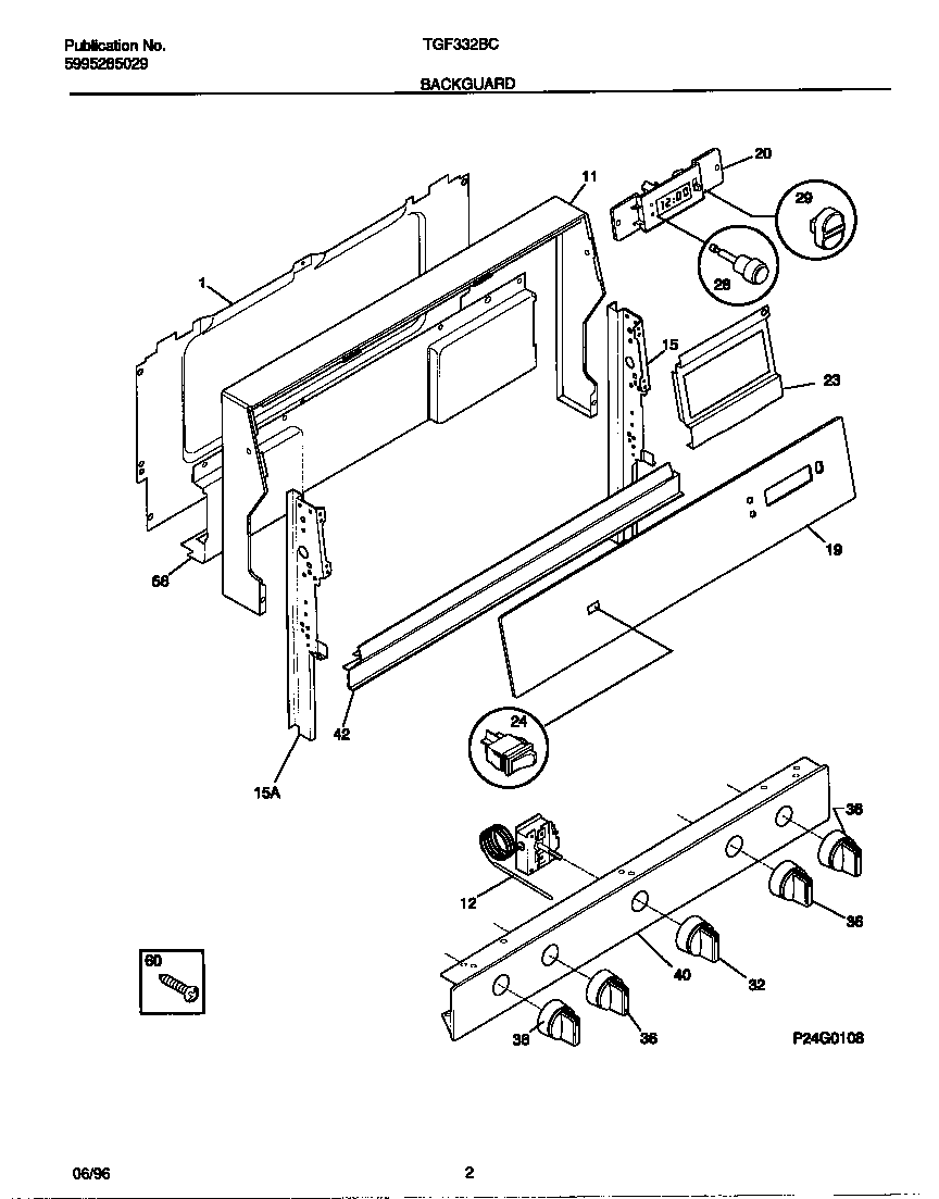 Tappan TGF332BCDC backguard diagram