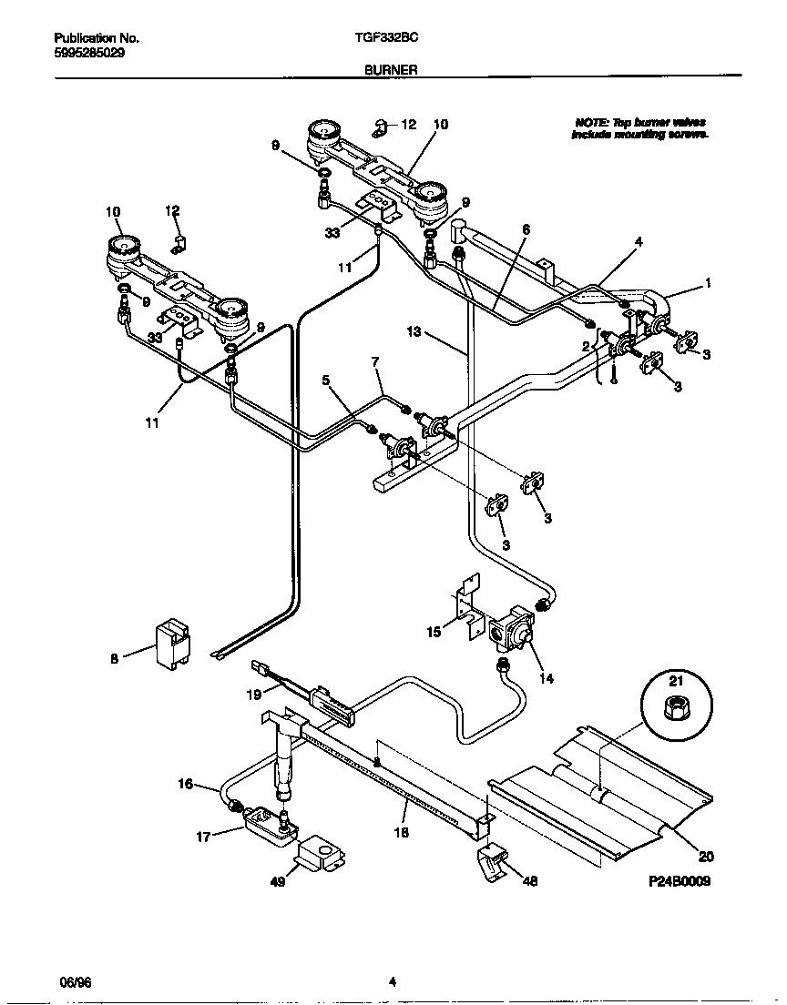 Tappan TGF332BCDC burner diagram