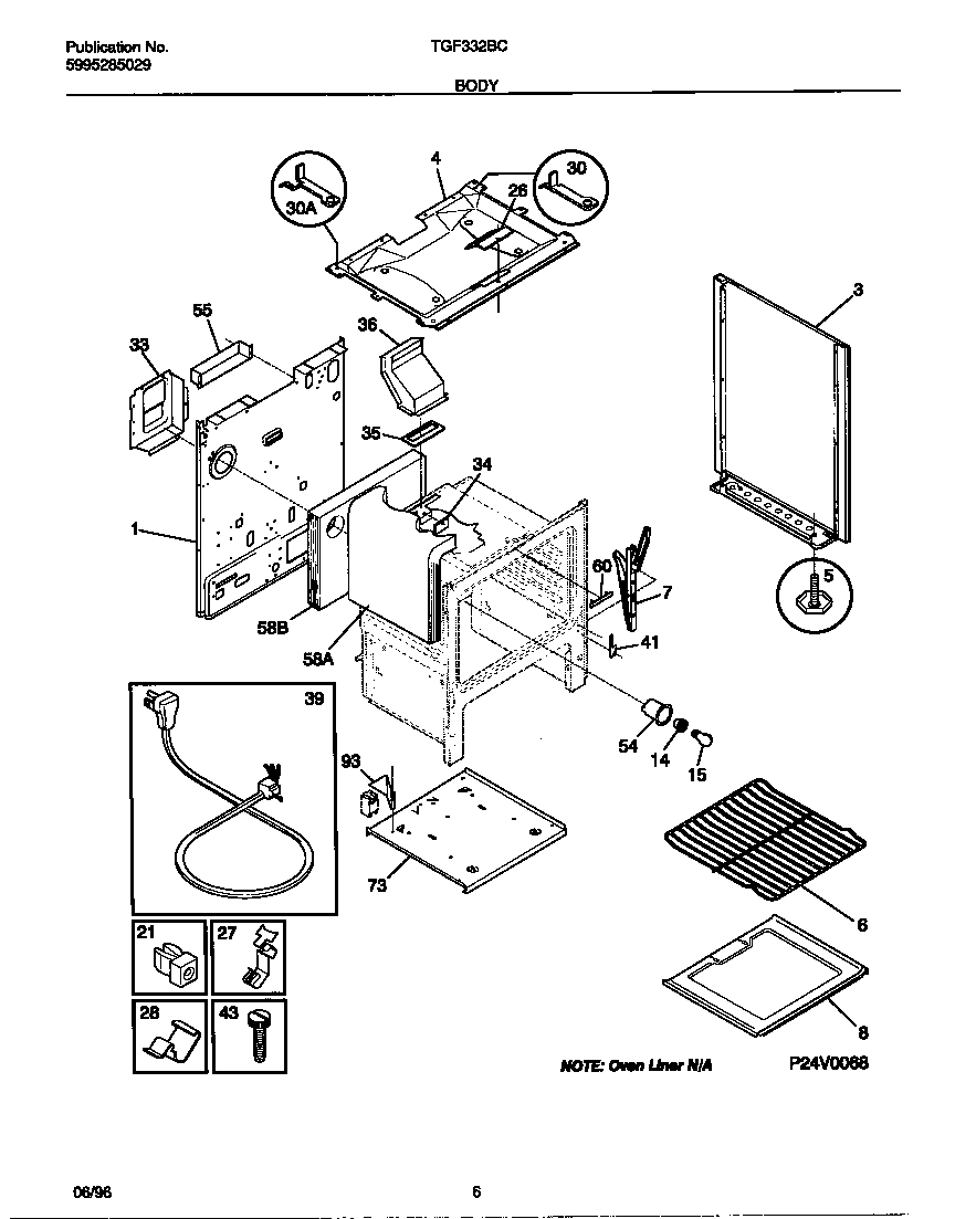 Tappan TGF332BCDC body diagram