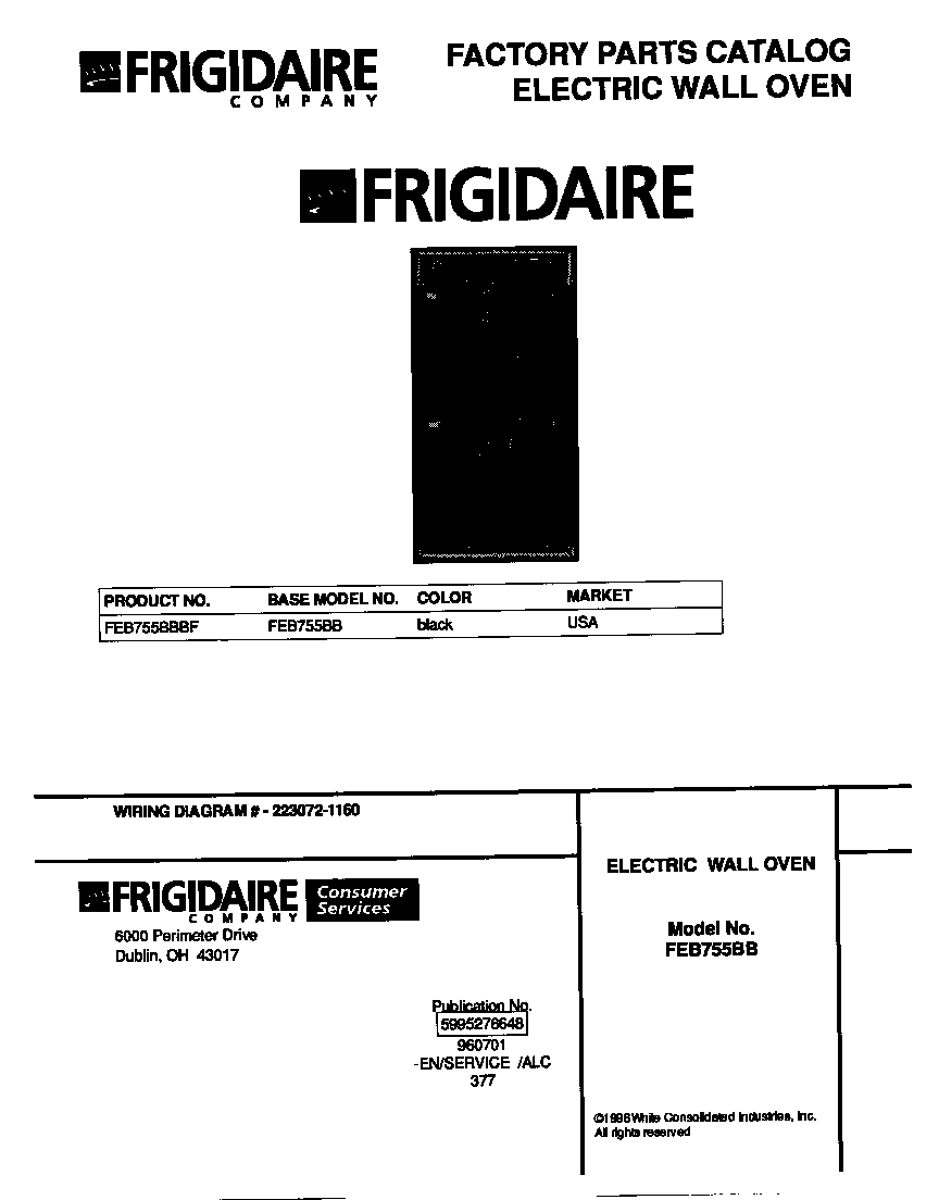 Frigidaire FEB755BBBF cover diagram