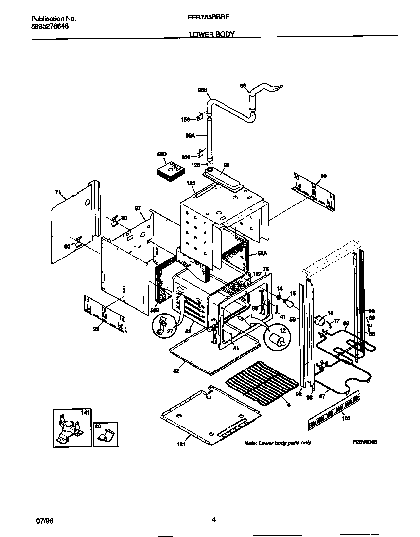 Frigidaire FEB755BBBF lower body diagram