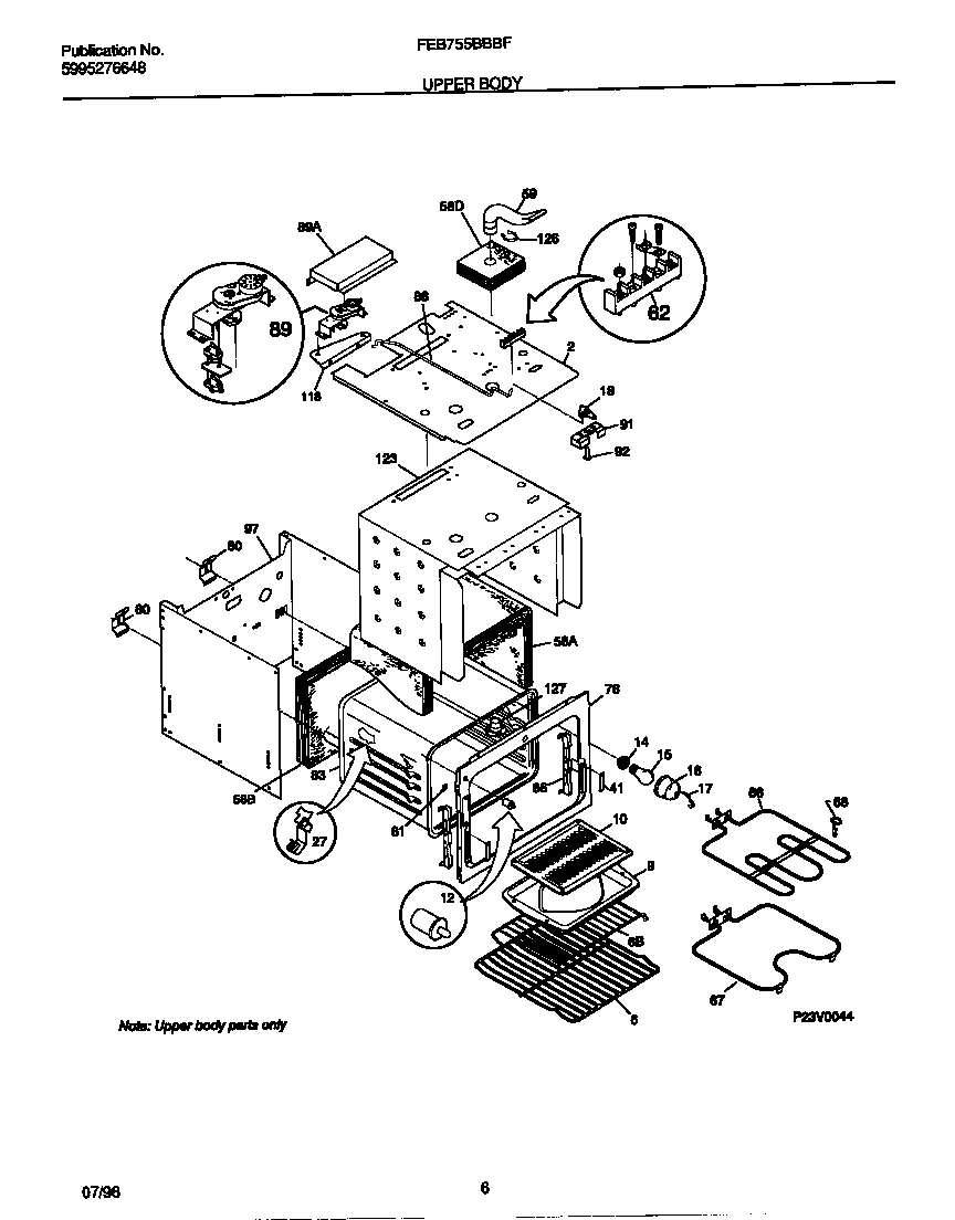 Frigidaire FEB755BBBF upper body diagram
