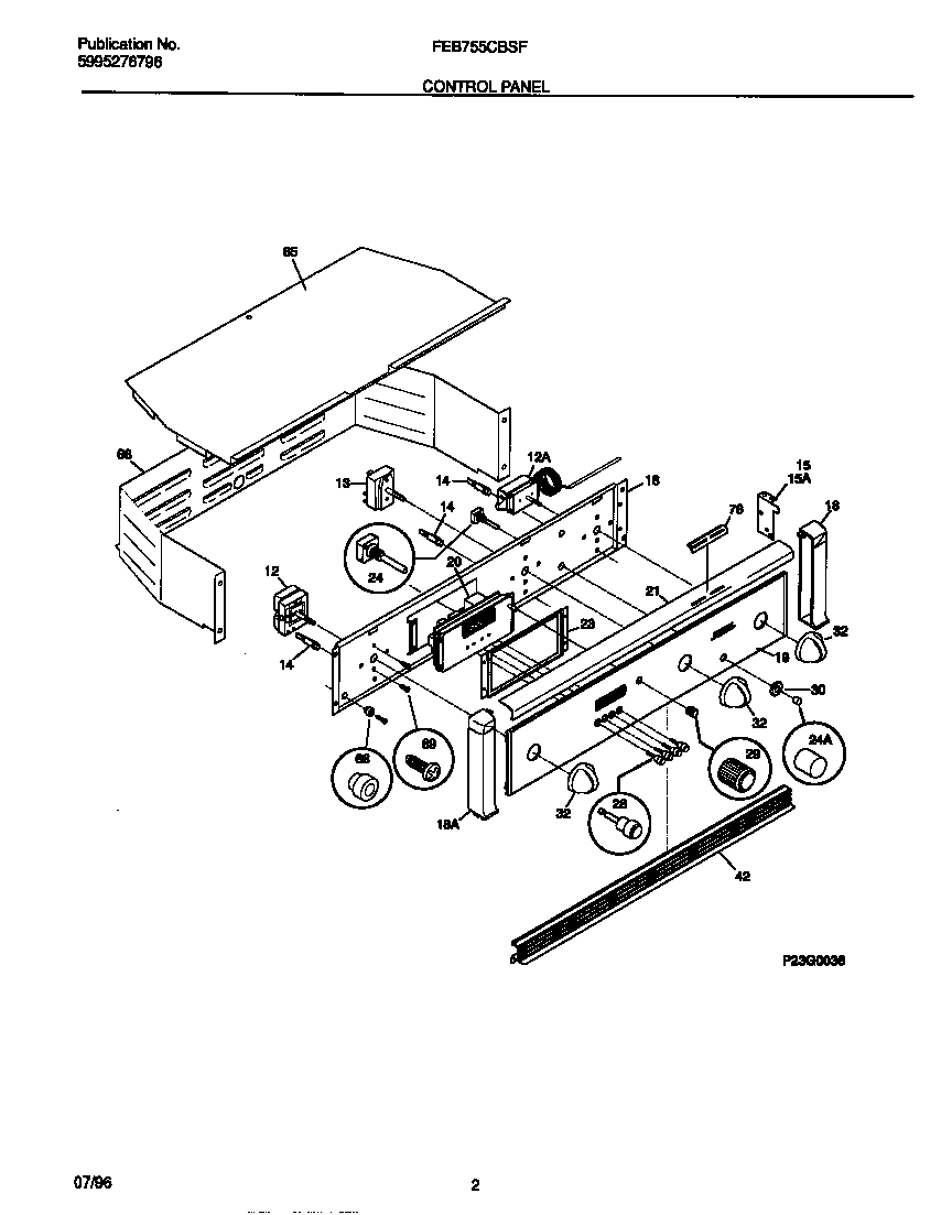 Frigidaire FEB755CBSF control panel diagram