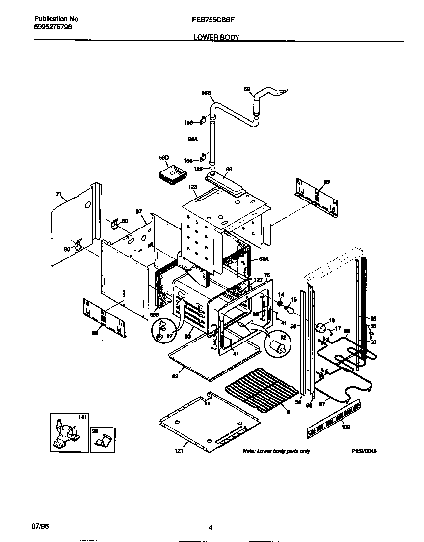 Frigidaire FEB755CBSF lower body diagram