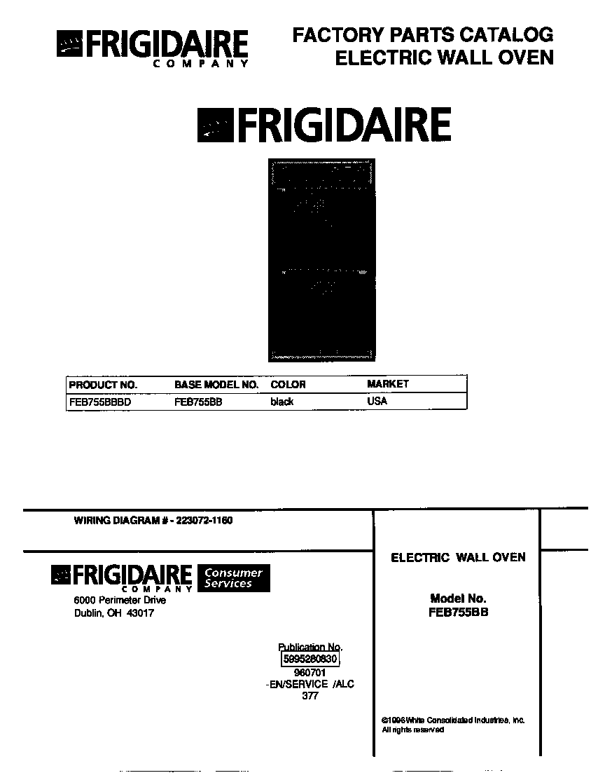 Frigidaire FEB755BBBD cover diagram