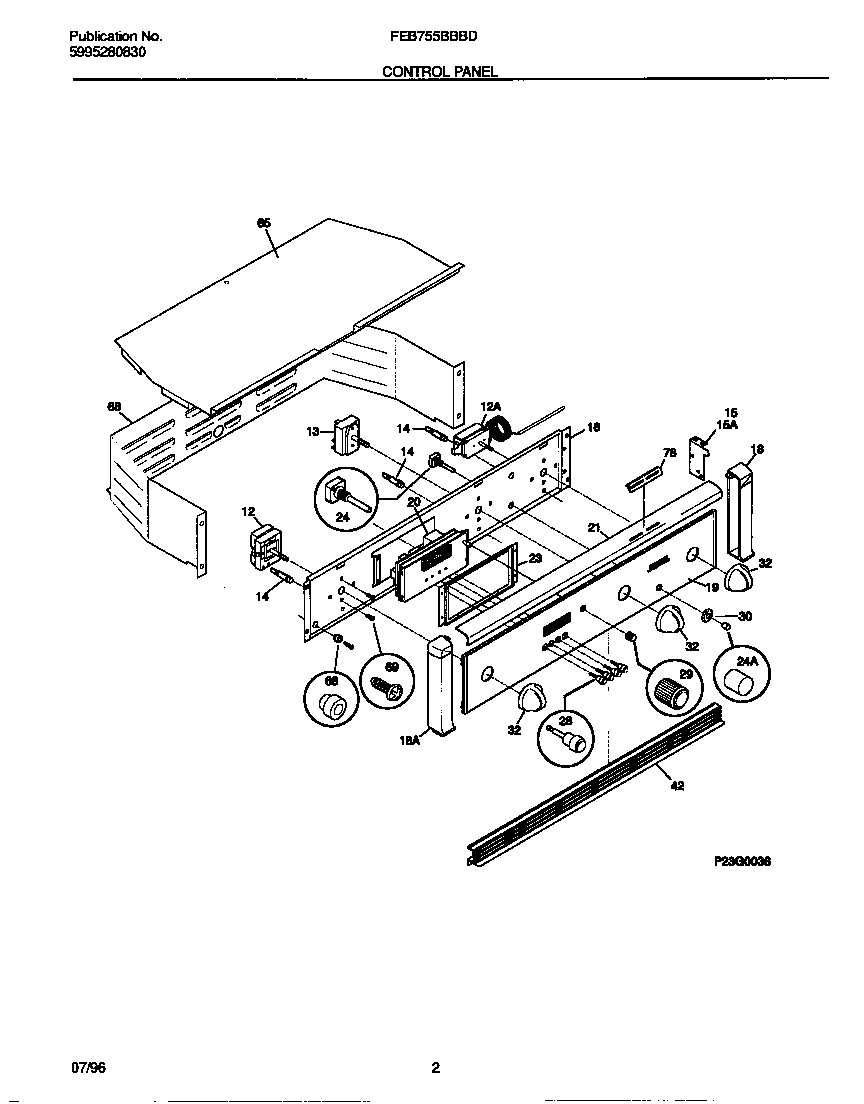 Frigidaire FEB755BBBD control panel diagram