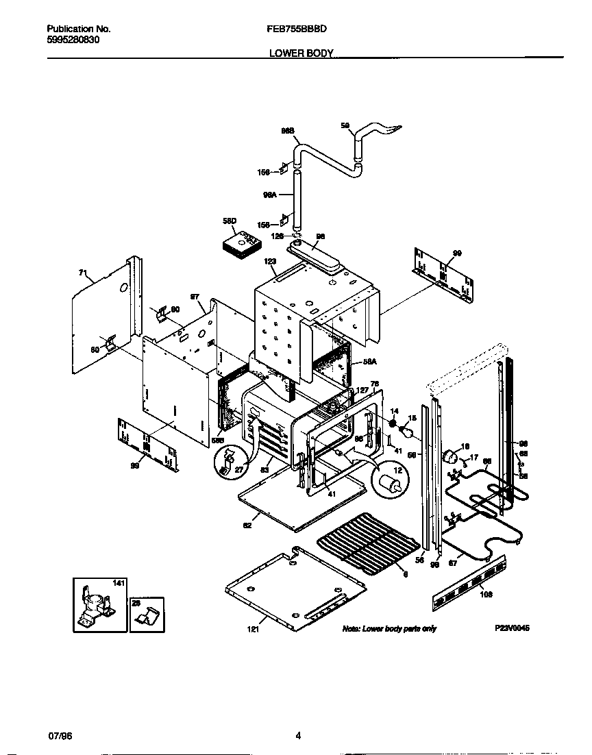 Frigidaire FEB755BBBD lower body diagram