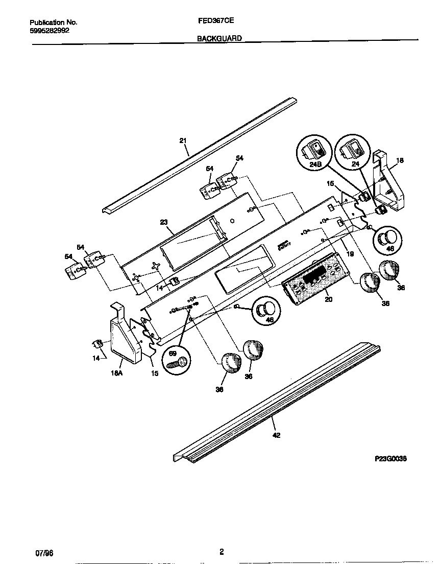 Frigidaire FED367CETA backguard diagram