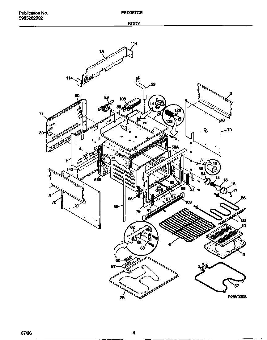 Frigidaire FED367CETA body diagram