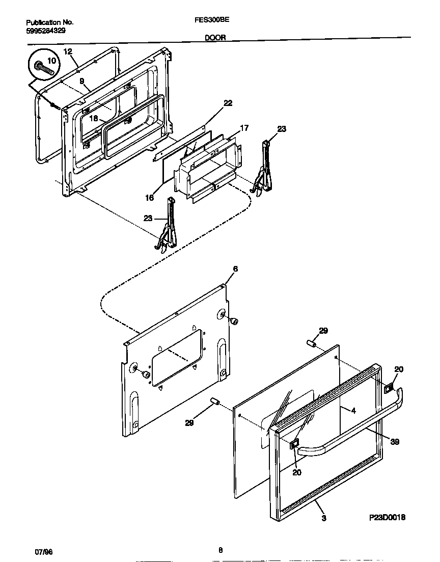 Frigidaire FES300BEBA door diagram