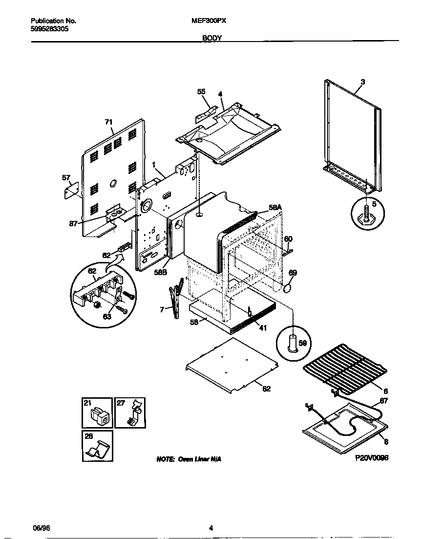 Universal/Multiflex (Frigidaire) MEF300PXWB body diagram