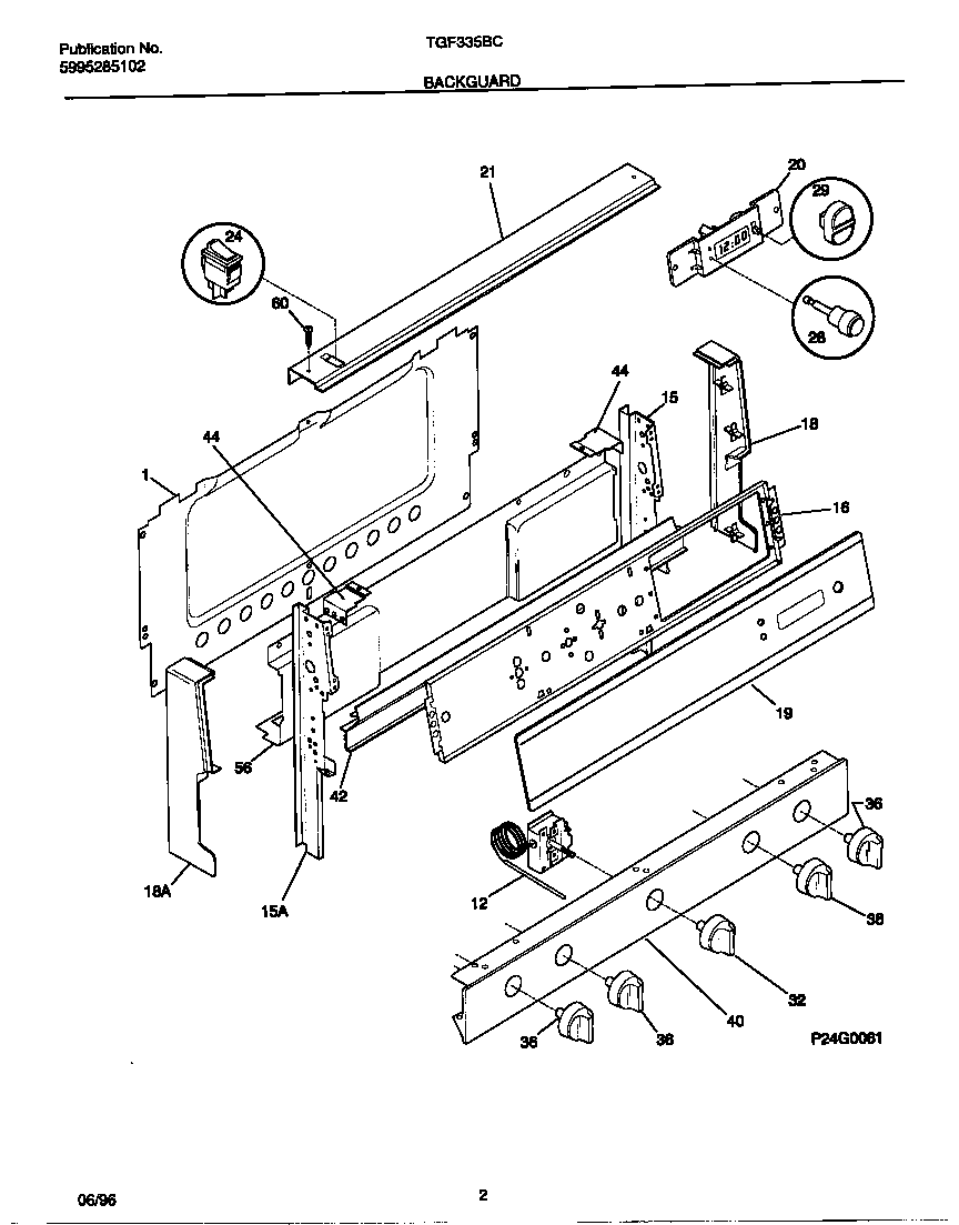 Tappan TGF335BCDC backguard diagram