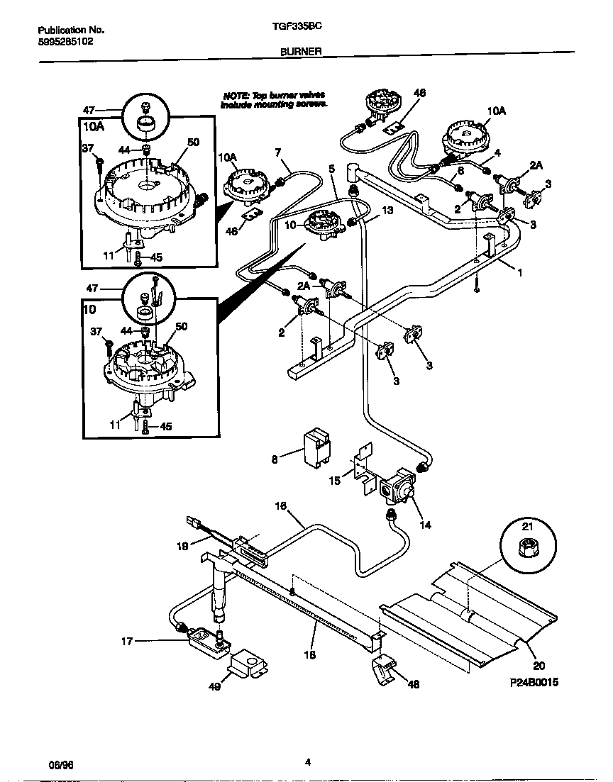 Tappan TGF335BCDC burner diagram