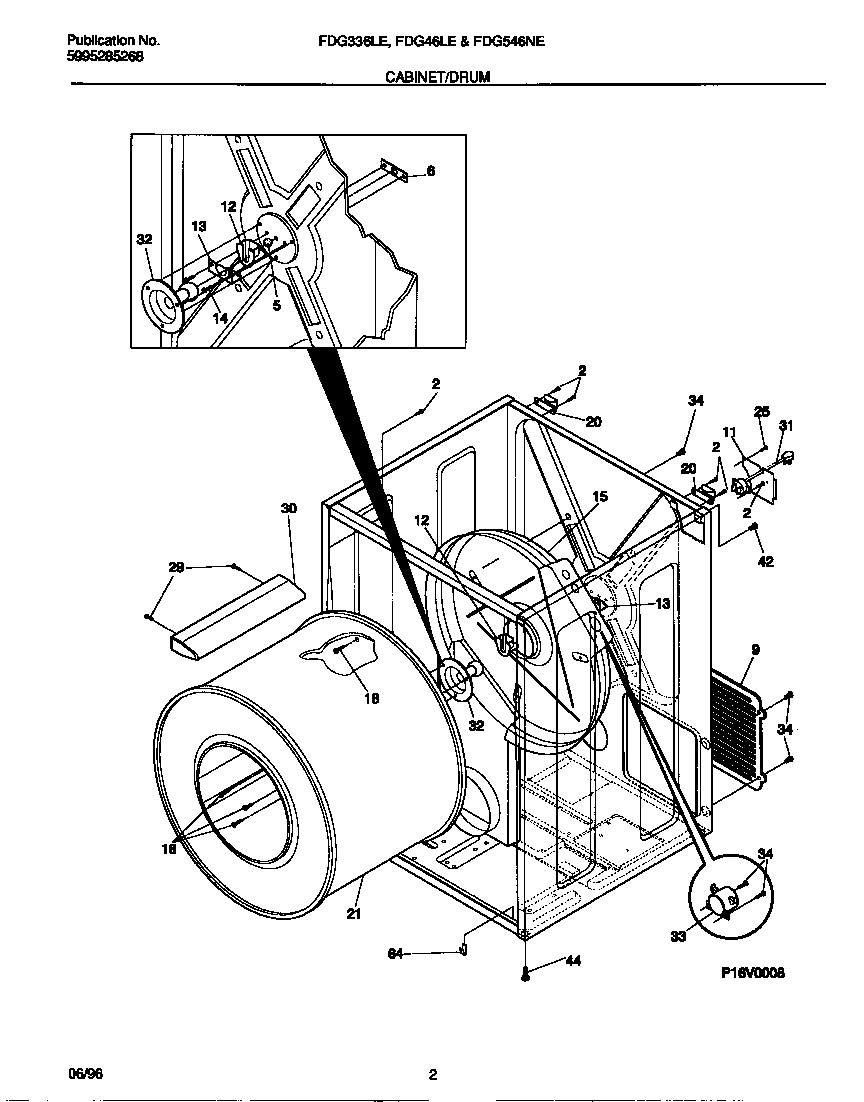 Frigidaire FDG546NES0 cabinet/drum diagram