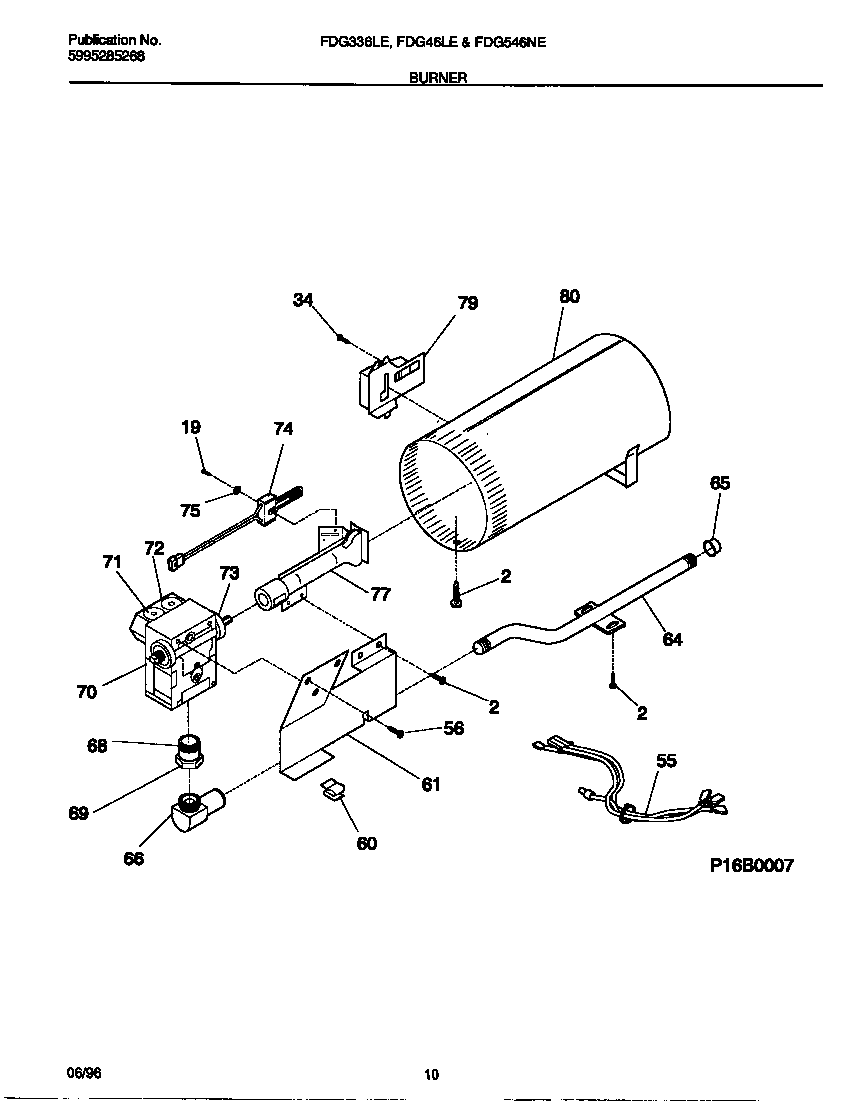 Frigidaire FDG546NES0 burner diagram