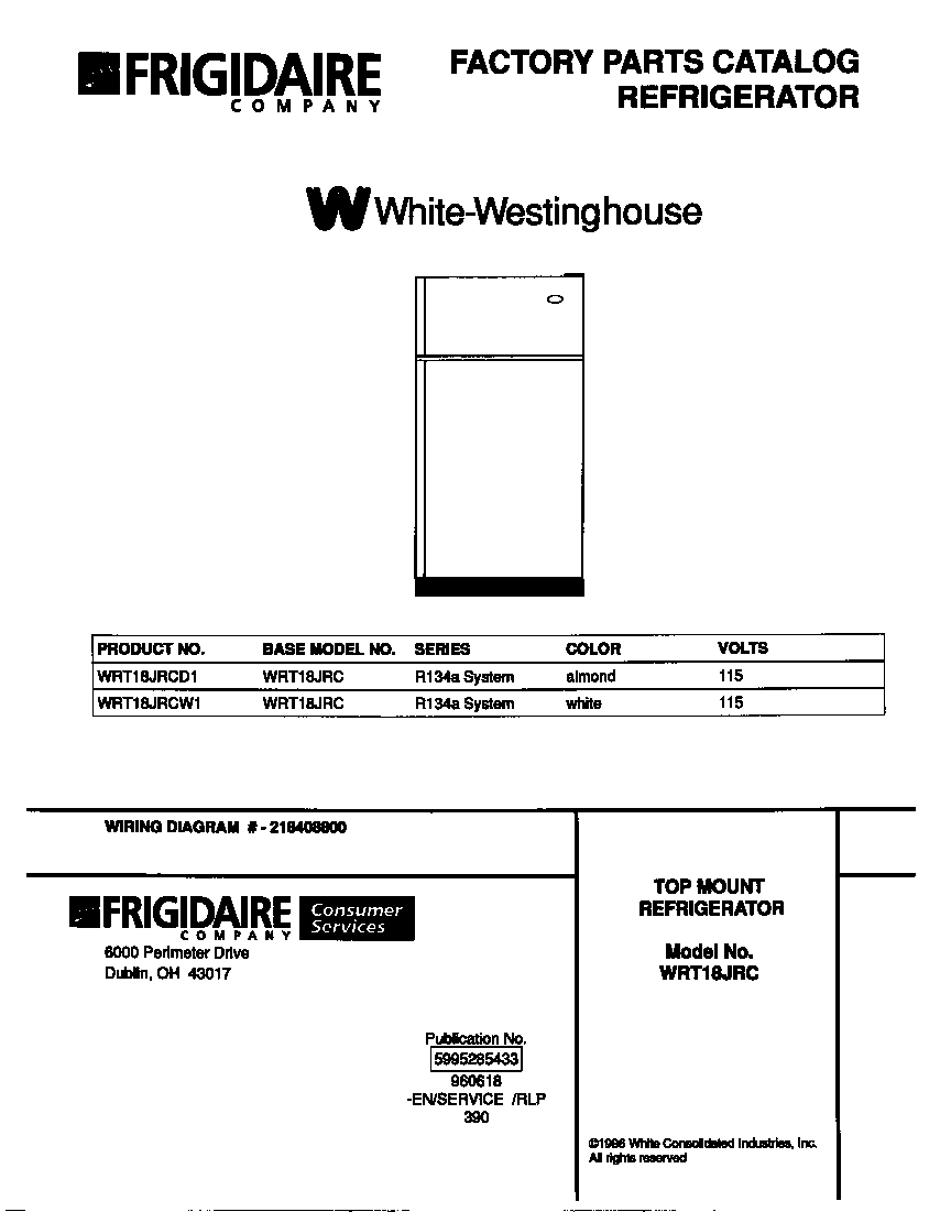 White-Westinghouse WRT18JRCD1 cover diagram
