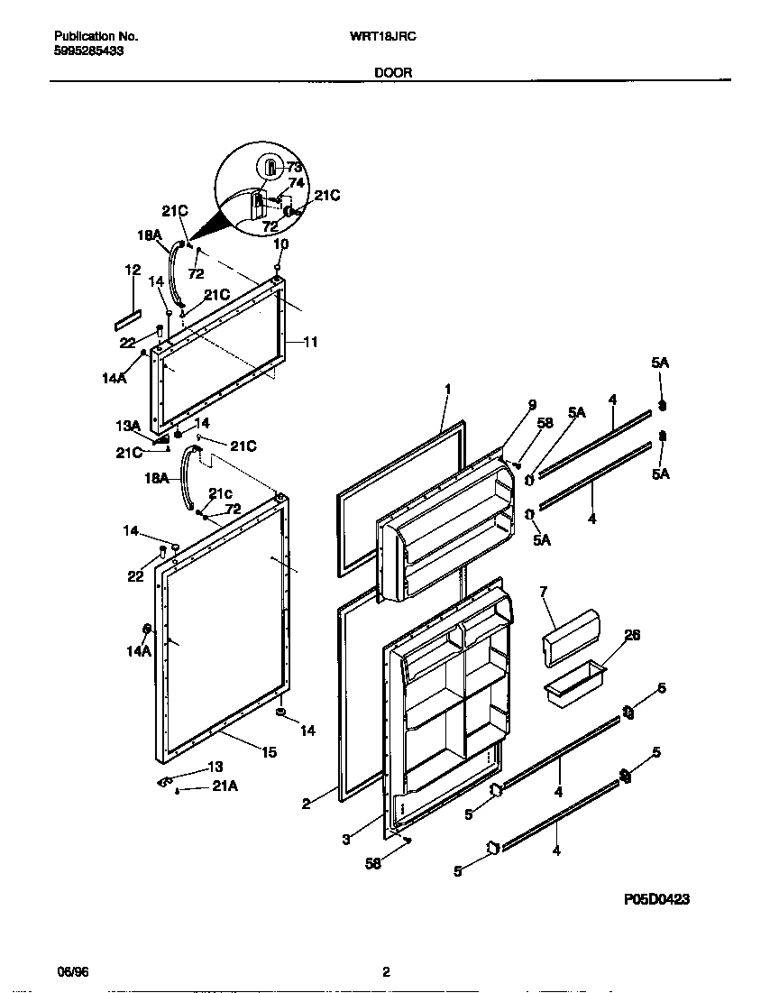 White-Westinghouse WRT18JRCD1 door diagram