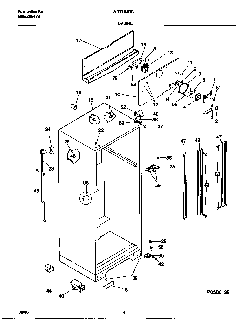White-Westinghouse WRT18JRCD1 cabinet diagram