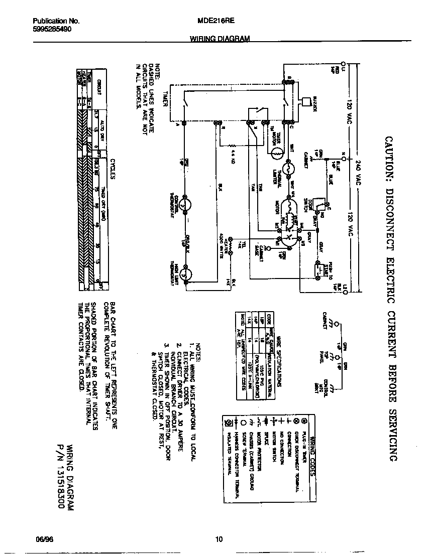 Universal/Multiflex (Frigidaire) MDE216RED0 wiring diagram diagram
