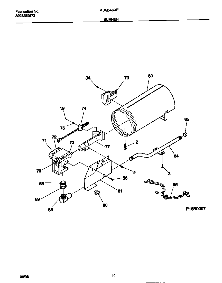 Universal/Multiflex (Frigidaire) MDG546RED0 burner diagram
