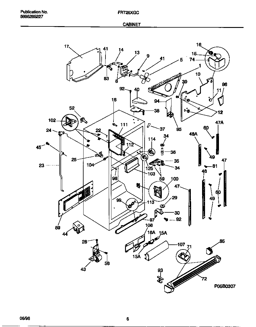 Frigidaire FRT26XGCD2 cabinet diagram