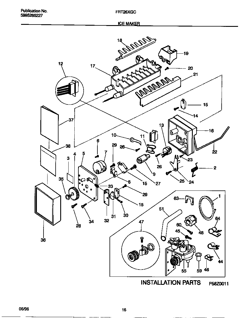 Frigidaire FRT26XGCD2 ice maker diagram