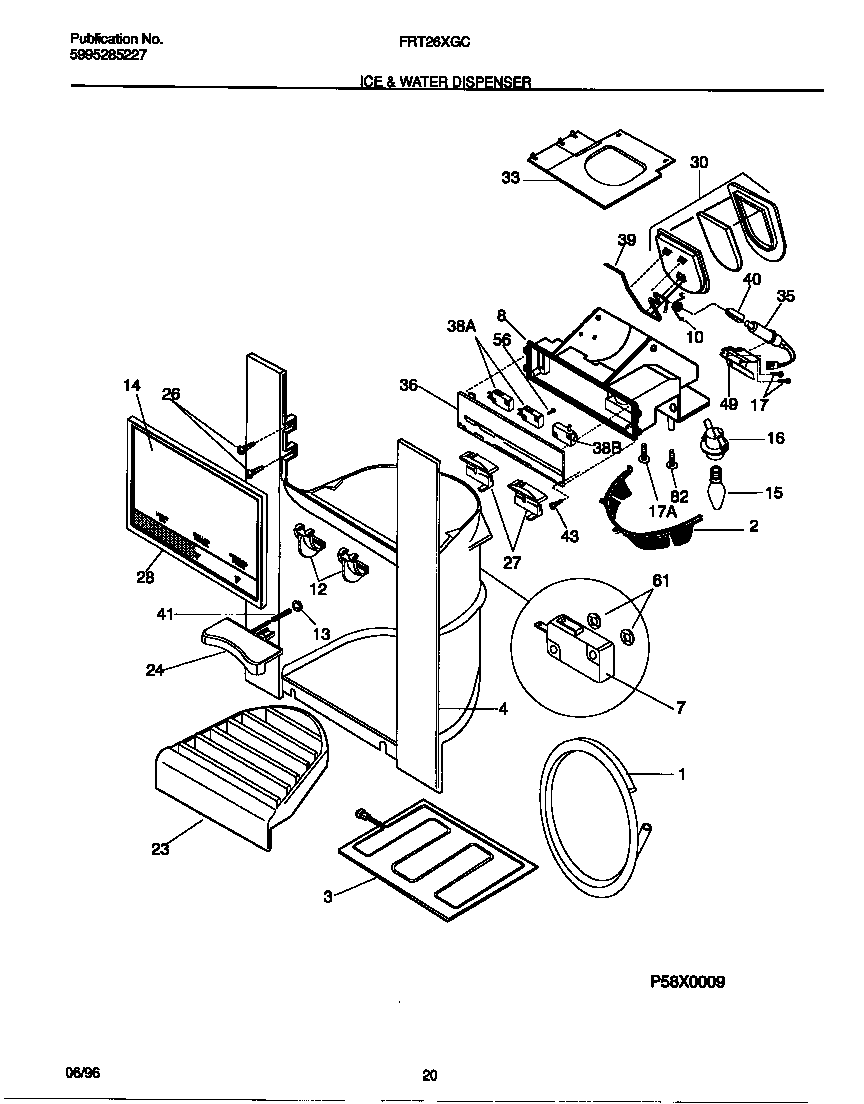 Frigidaire FRT26XGCD2 ice & water dispenser diagram