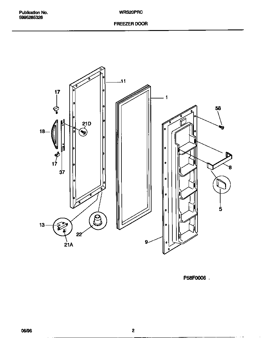 White-Westinghouse WRS20PRCD1 freezer door diagram