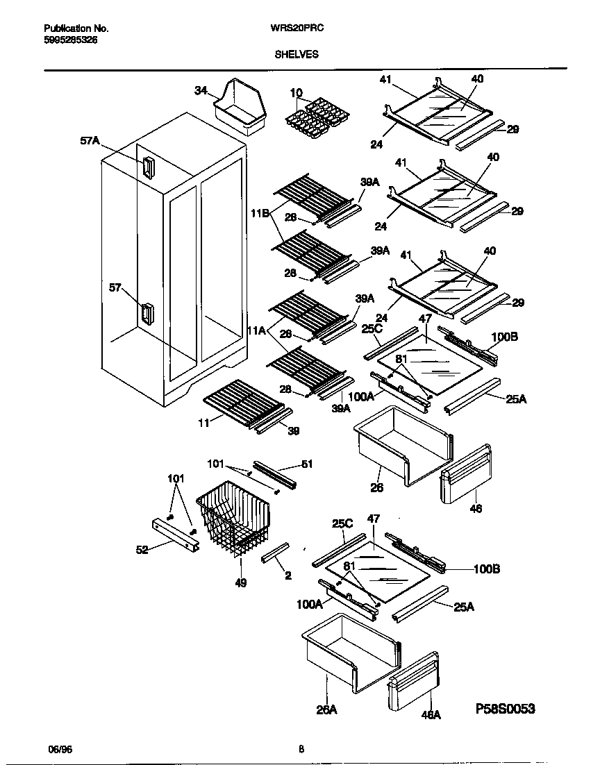 White-Westinghouse WRS20PRCD1 shelves diagram