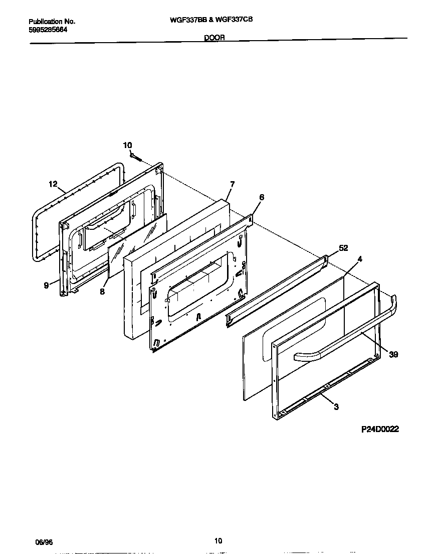 White-Westinghouse WGF337CBSC door diagram