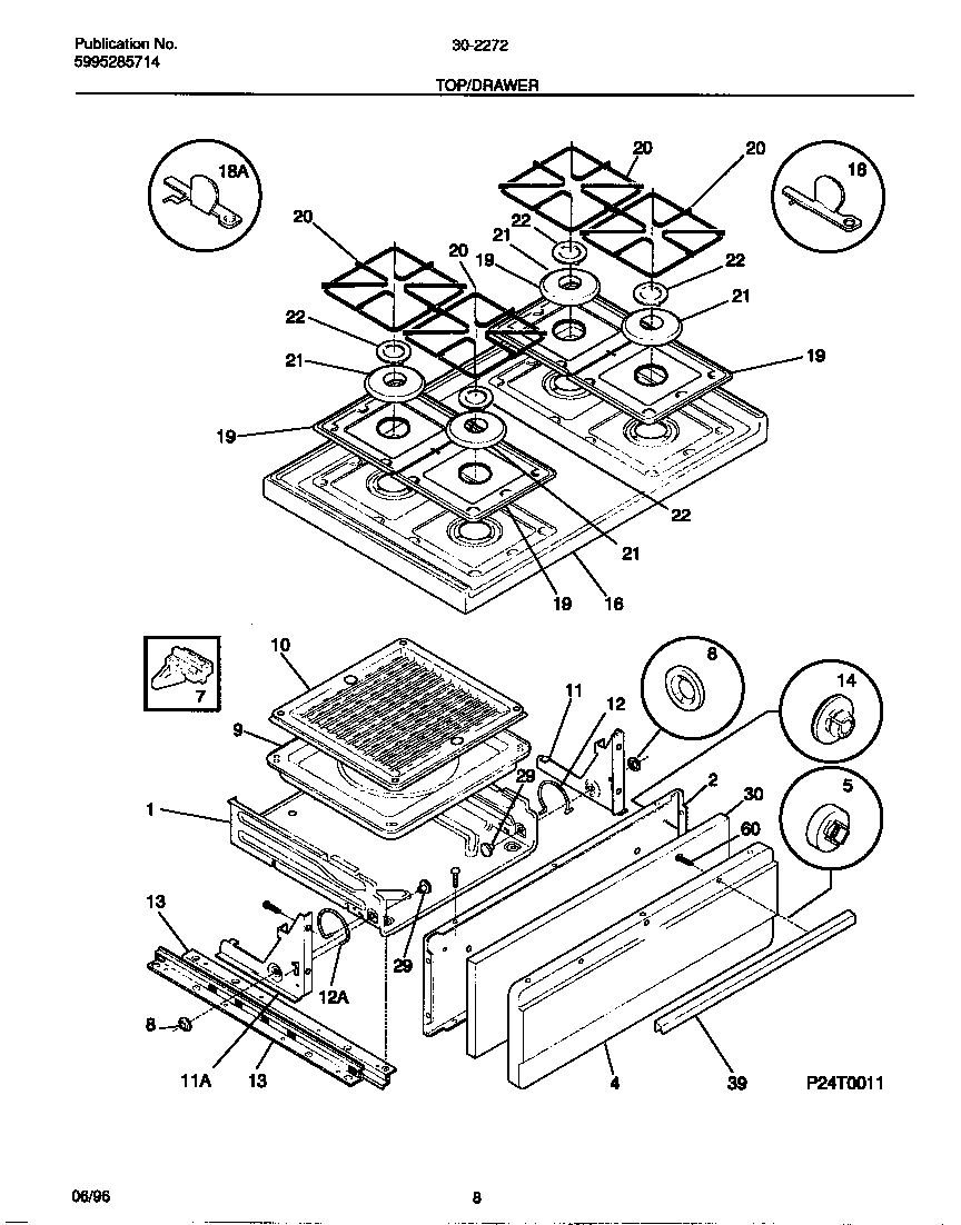 Tappan 30-2272-23-06 top/drawer diagram