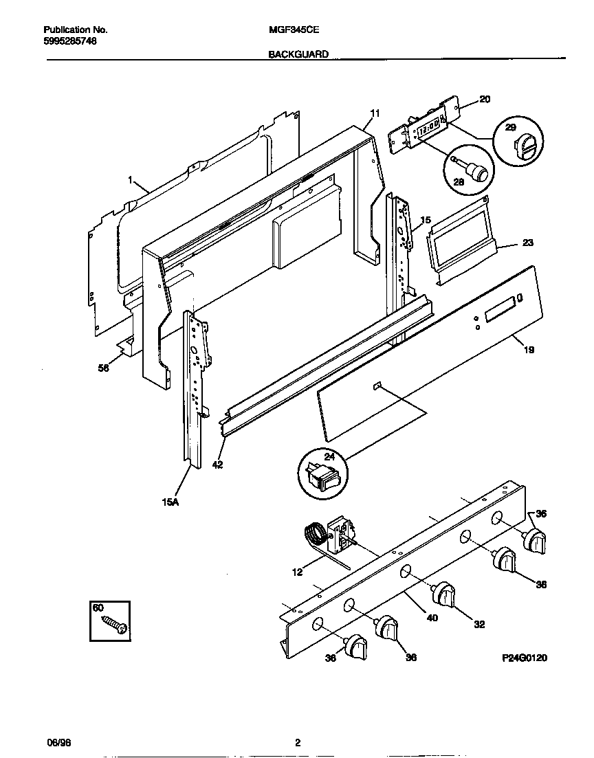 Universal/Multiflex (Frigidaire) MGF345CESB backguard diagram