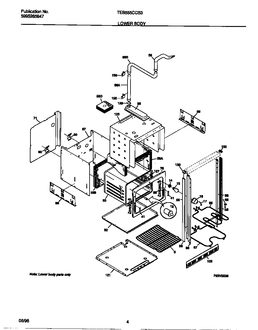 Tappan TEB555CCB3 lower body diagram